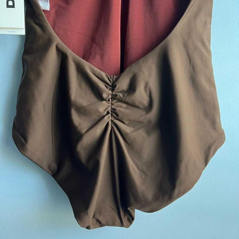 DKNY Women’s Brown One-Piece Halterneck Swimsuit - Picture 9 of 11